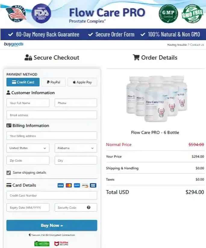 Flow Care Pro Order Page